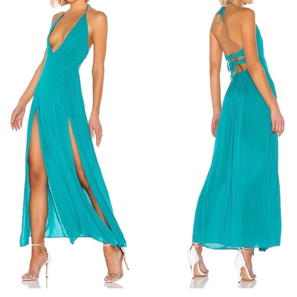 Superdown Vibrant Teal Backless Dress